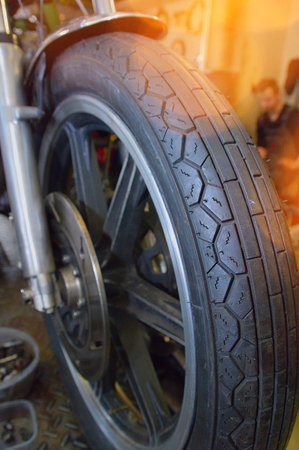 closeup photo of motorcycle wheel