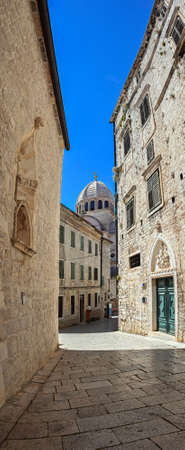 Old stone house in Sibenik, Croatiaの写真素材