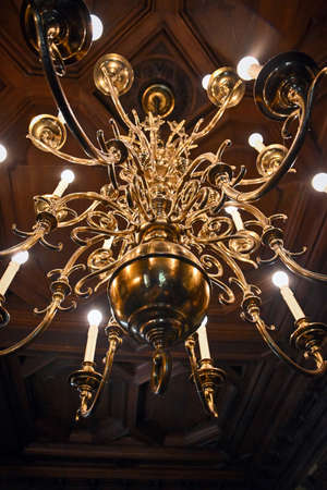 sparkling clear glass chandelierの写真素材