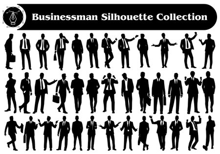 Businessman or Office Employee Silhouettes Vector Collectionのイラスト素材
