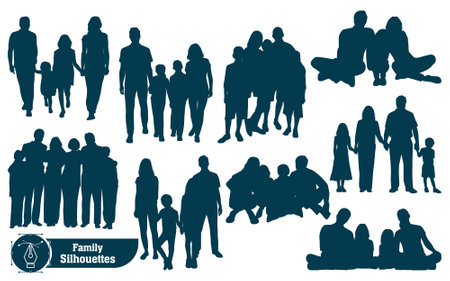 Vector collection of family silhouettesのイラスト素材