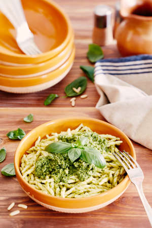 genovese pesto sauce pastaの写真素材