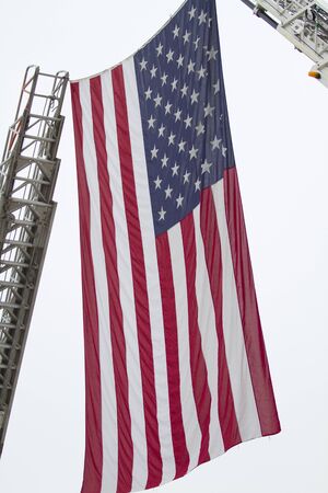 Hanging American Flagの写真素材