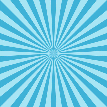 Abstract explosion background in gradient blue color. Sun glare effect radiates. Sunlight sparkle pattern. Radial rays vector illustration. Narrow beam. For backgrounds, posters, banners and covers.のイラスト素材