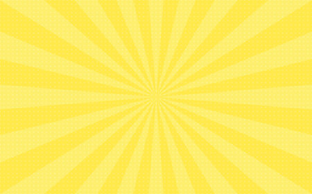 Abstract explosion background in gradient yellow color with spots texture. Glare effect. Sunlight sparkle pattern. Radial rays vector illustration. Narrow beam. For backgrounds, posters or banners.のイラスト素材