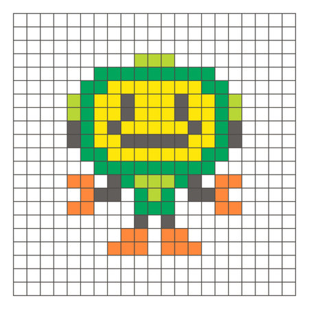 A flat pixel design made of geometric square color blocks on a clean grid layout. Suitable for...