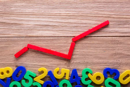 positive chart plots the numbers on the wooden backgroundの写真素材