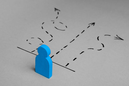 Choosing way to success. Short and right direction on the road. Concept