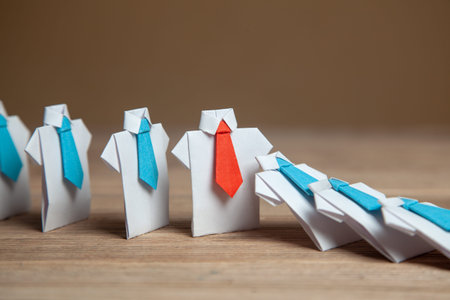 Effect of the domino business, the stopping of the company's fall. Search and selection of good...