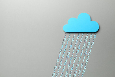 Cloud storage. Personal and business information is stored online in the cloud. Blue cloud and...
