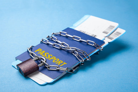 Passport and air tickets are isolated by a chain and locked to the castle. Prohibition of traveling...
