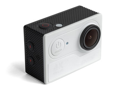 Action camera isolated on white background