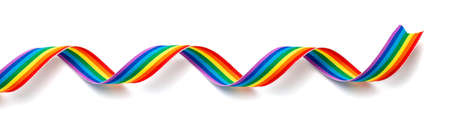LGBT rainbow ribbon pride symbol. Isolated on a white background.の写真素材