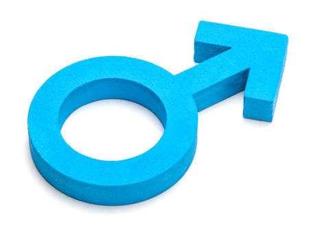 Male gender symbols of blue color isolated on a white backgroundの写真素材