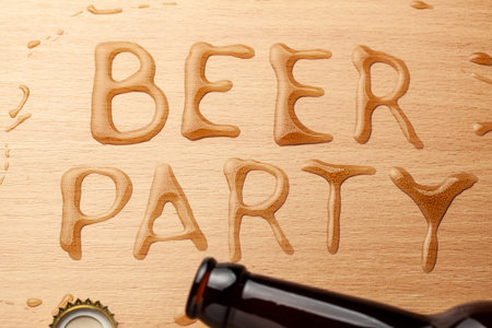 Beer party. A bottle of beer and a spilled drink