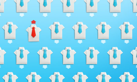 Different direction way. The concept of innovative solutions. Group of businessmen in shirt and ties...