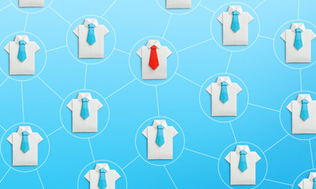 Business networking. Communication between businessmen. Concept of shirt with ties and net between...