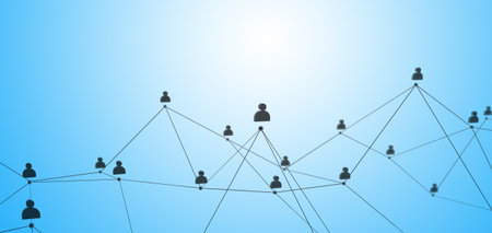 Social connection or business communication. Network of contacts on a blue. 3d render
