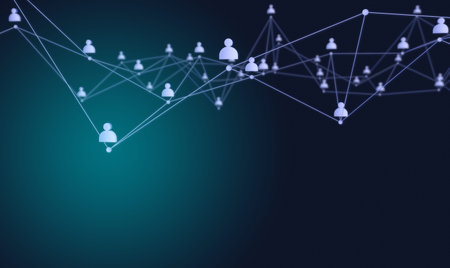 Social connection or business communication. Network of contacts on a blue. 3d render