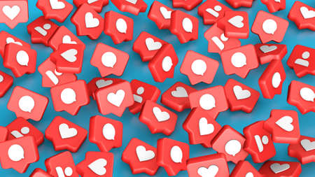 Lots of follower likes and hearts. 3d renderの写真素材