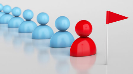 The leader leads the team towards the goal. 3d render