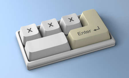 Adult content. Keyboard with XXX buttons. Search for porn on the internet. 3d renderの写真素材
