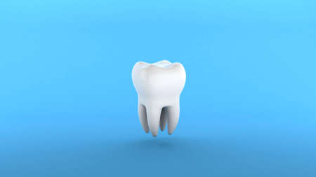 White Tooth on a blue background. 3d renderの写真素材