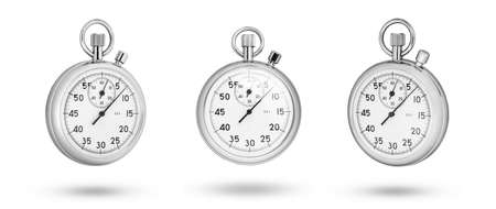 Stopwatch set. Stopwatch front and side isolated on white backgroundの写真素材