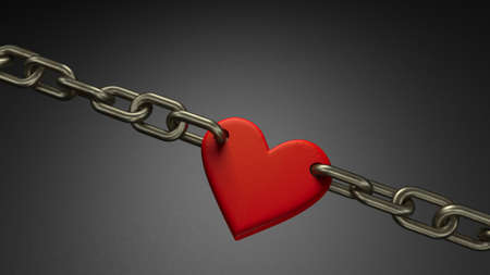 The heart is like a link in a chain. Love unites relationships. 3d renderの写真素材