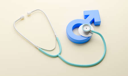 Doctor for men. Stethoscope and male gender symbol. 3d renderの写真素材