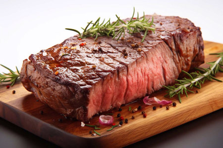 Cooked steak on the grill.の素材