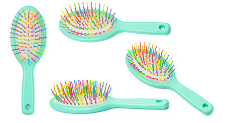 Set of hairbrushes isolated on white background.の写真素材