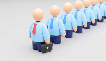 Business team. The businessman is the leader in front and the team behind him.の写真素材