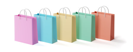Colorful shopping bags on a white background. 3d render.の写真素材