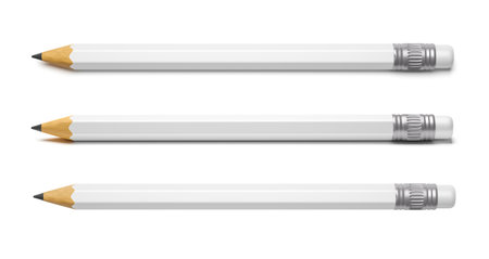 Set of mockup pencils on a white background. 3d render.の写真素材
