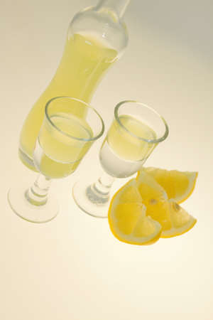 Limoncello in a glass の写真素材