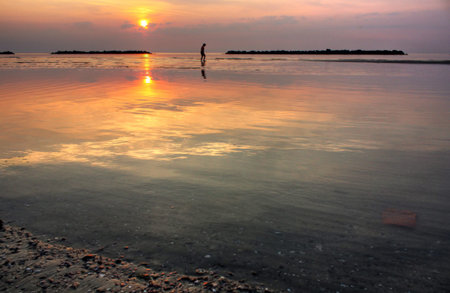 Sunrise on the beachの写真素材