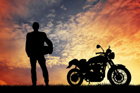 motorcycle at sunsetの写真素材