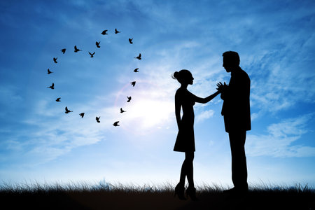 heart shaped birdsの写真素材