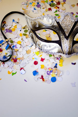 Carnival mask and confettiの写真素材