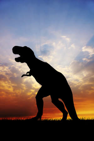 Dinosaurs at sunsetの写真素材