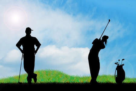 Golfer silhouetteの写真素材