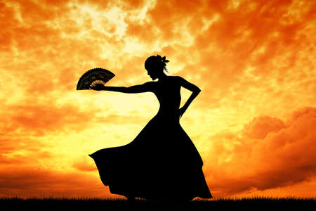 Woman dancing flamencoの写真素材