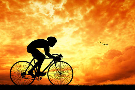 bikers at sunsetの写真素材
