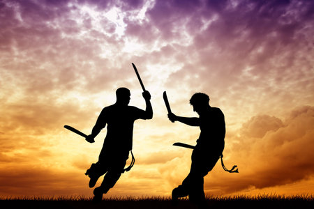 capoeira with swordsの写真素材