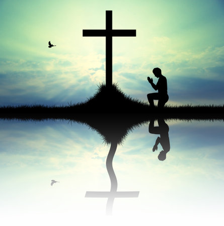 man praysの写真素材