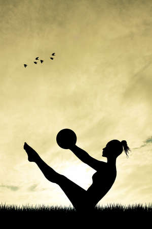 Pilates at sunsetの写真素材