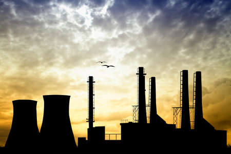 factory silhouetteの写真素材