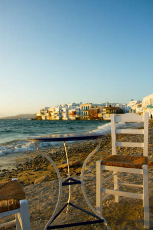 view of Little Venice in Mykonosの写真素材
