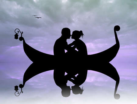 couple in gondolaの写真素材